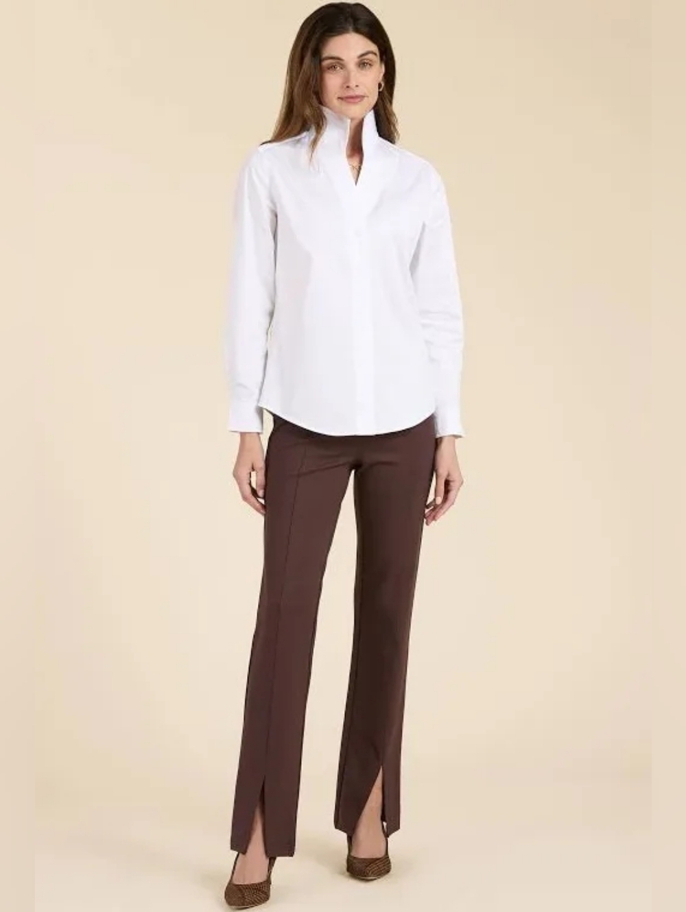 Charlie Paige Split Front Ponte Pant, L, Wallnut, EUC, Like New